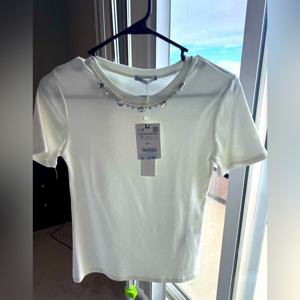 Zara white top with embellishments
